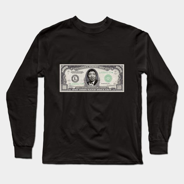 Andrew Yang 2020 thousand dollar bill Long Sleeve T-Shirt by kdubdesigns